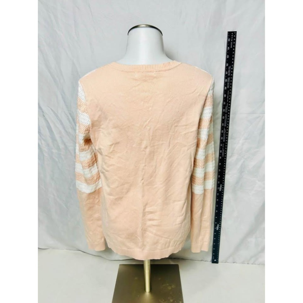 Calvin Klein ~ Women Striped Button Front Cardigan ~ Peach & White ~ Size Small - Picture 5 of 10